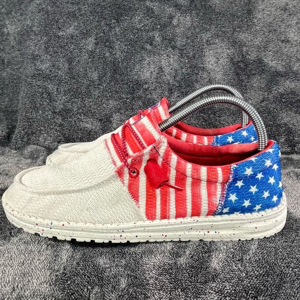 Hey Dude Wendy Sox Patriotic Americana July 4th US Flag Red/White/Blue Sz W9